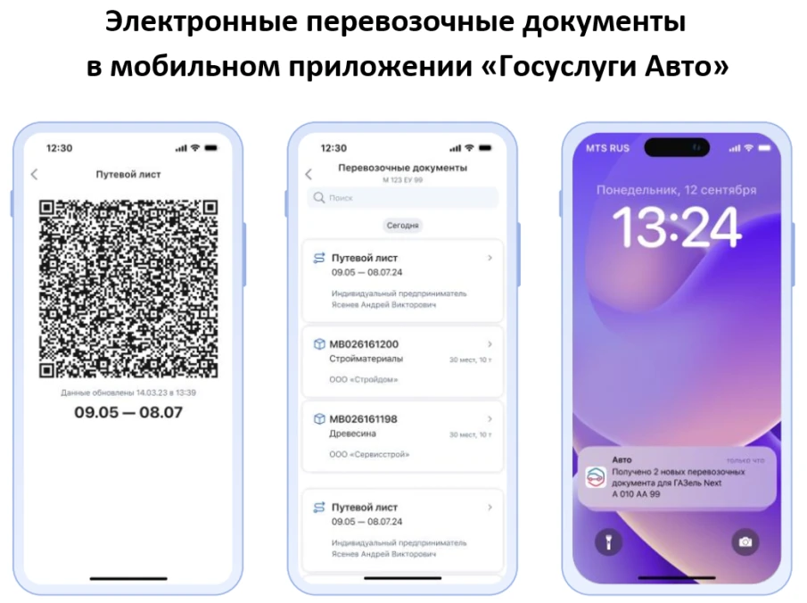 Электронные перевозочные документы   в мобильном приложении «Госуслуги Авто»